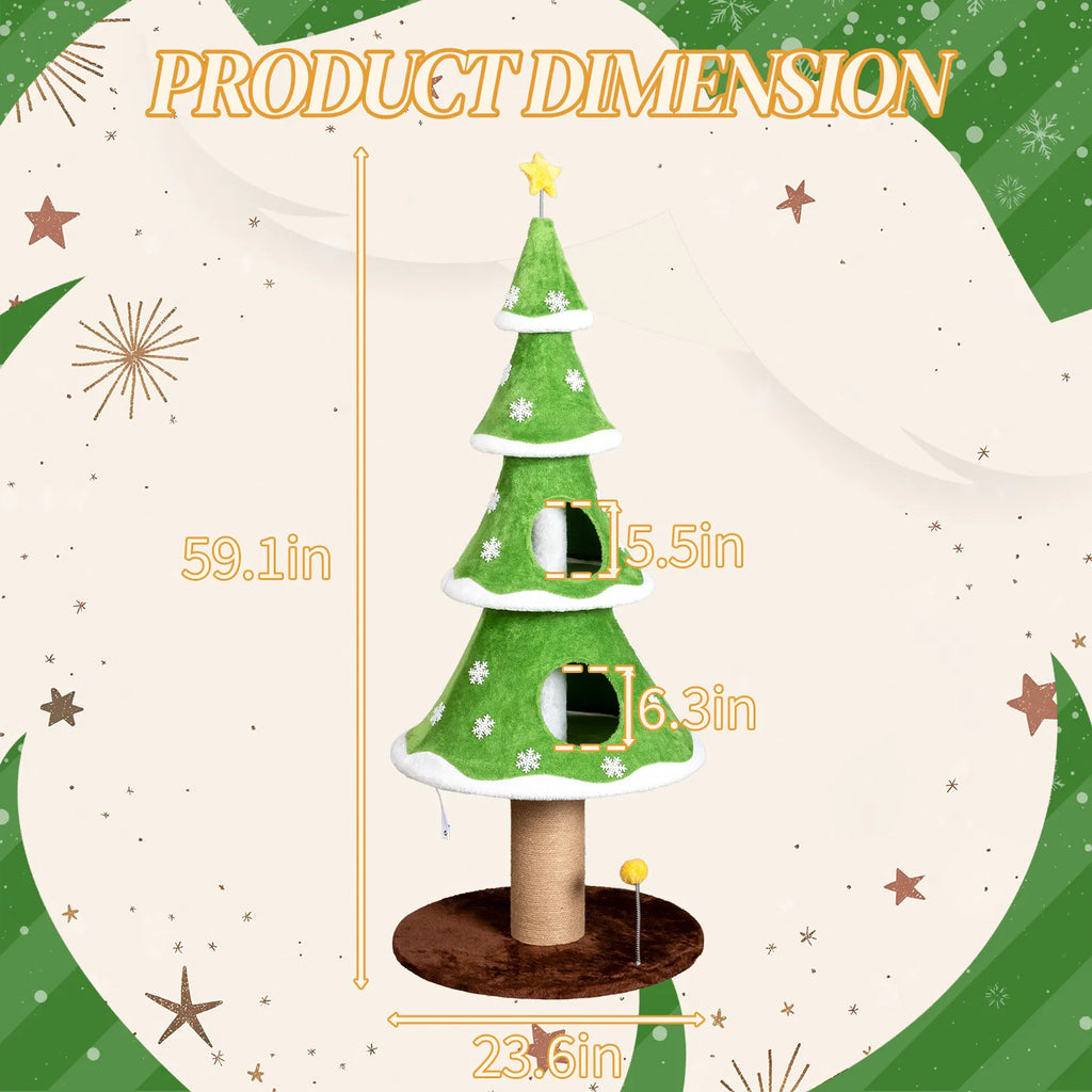 Large Tall Christmas Tree Cat Tower – view 13
