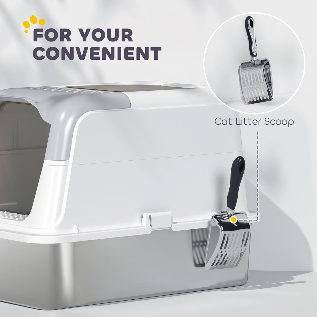 Enclosed Stainless Steel Cat Litter Box with Scoop and Deodorizer – view 7