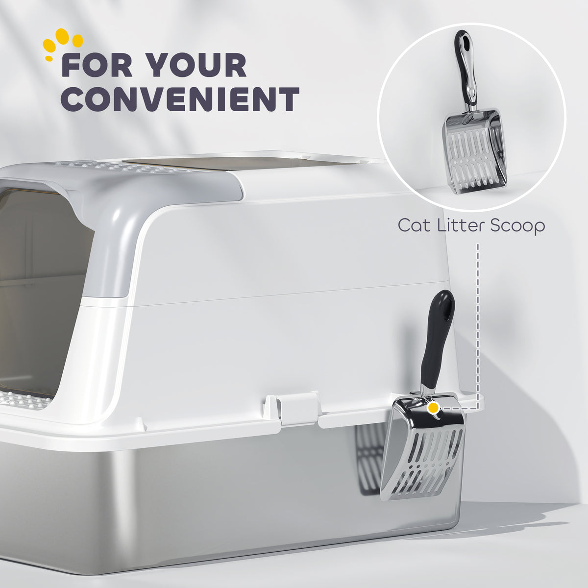 Enclosed Stainless Steel Cat Litter Box with Scoop and Deodorizer – view 7
