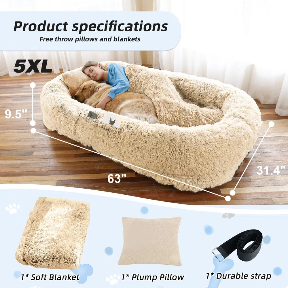 Large Washable Faux Fur Dog Bed for People and Pets – view 10