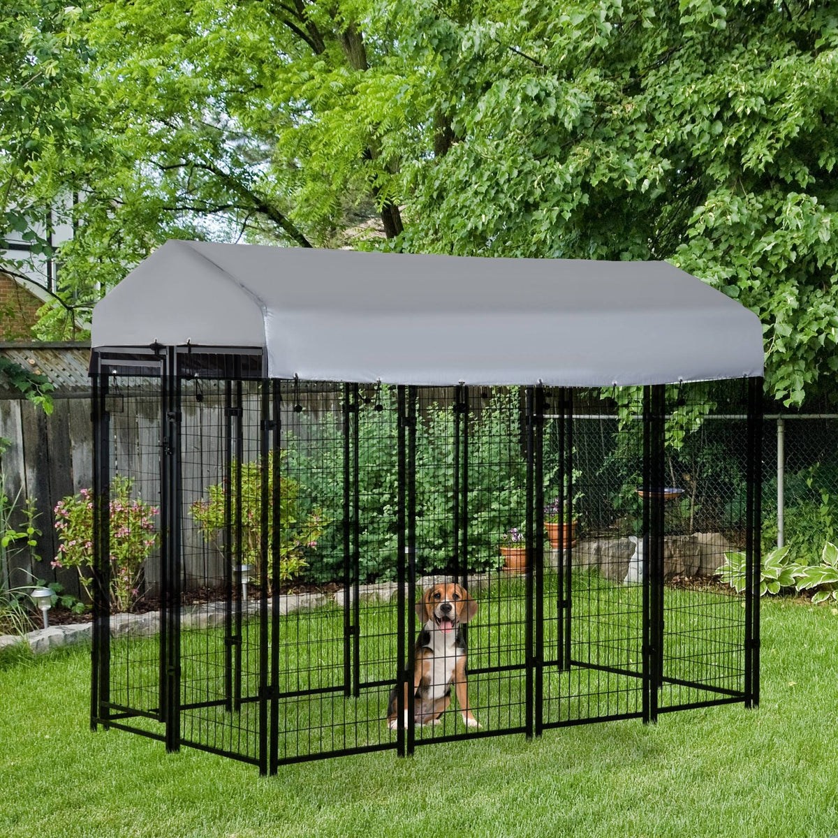 Outdoor Dog Kennel with Roof and Heavy Duty Wire – view 7