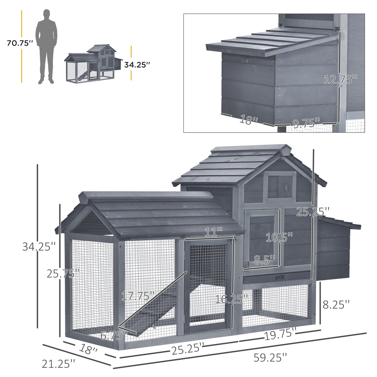 Small Wooden Chicken Coop for Outdoor Poultry with Nesting Box – view 9