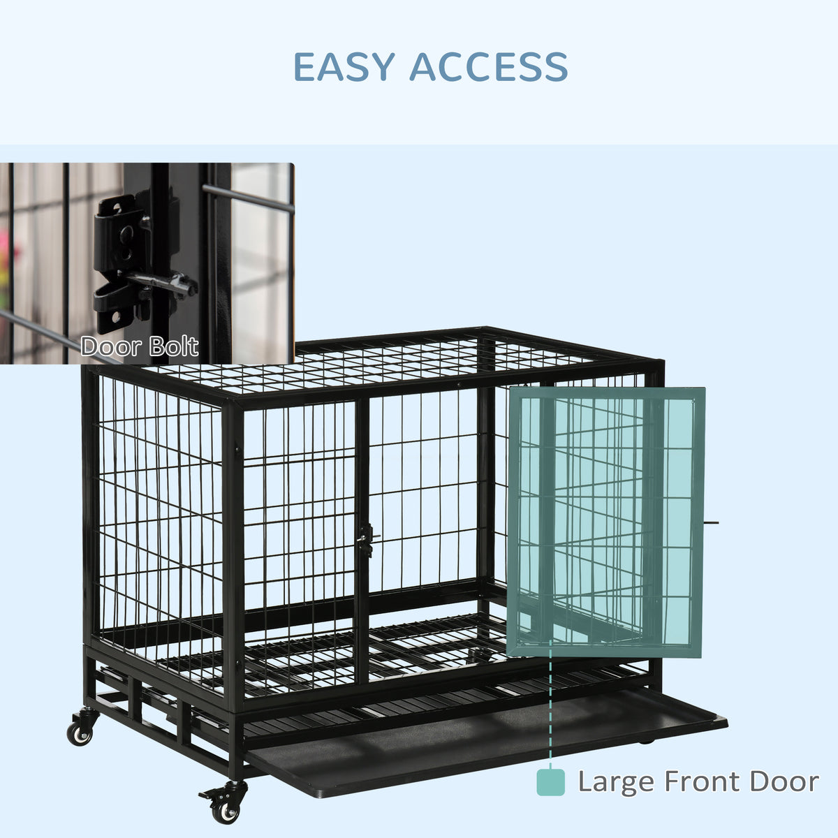 Heavy Duty Dog Crate with Removable Tray for Easy Cleaning – view 9
