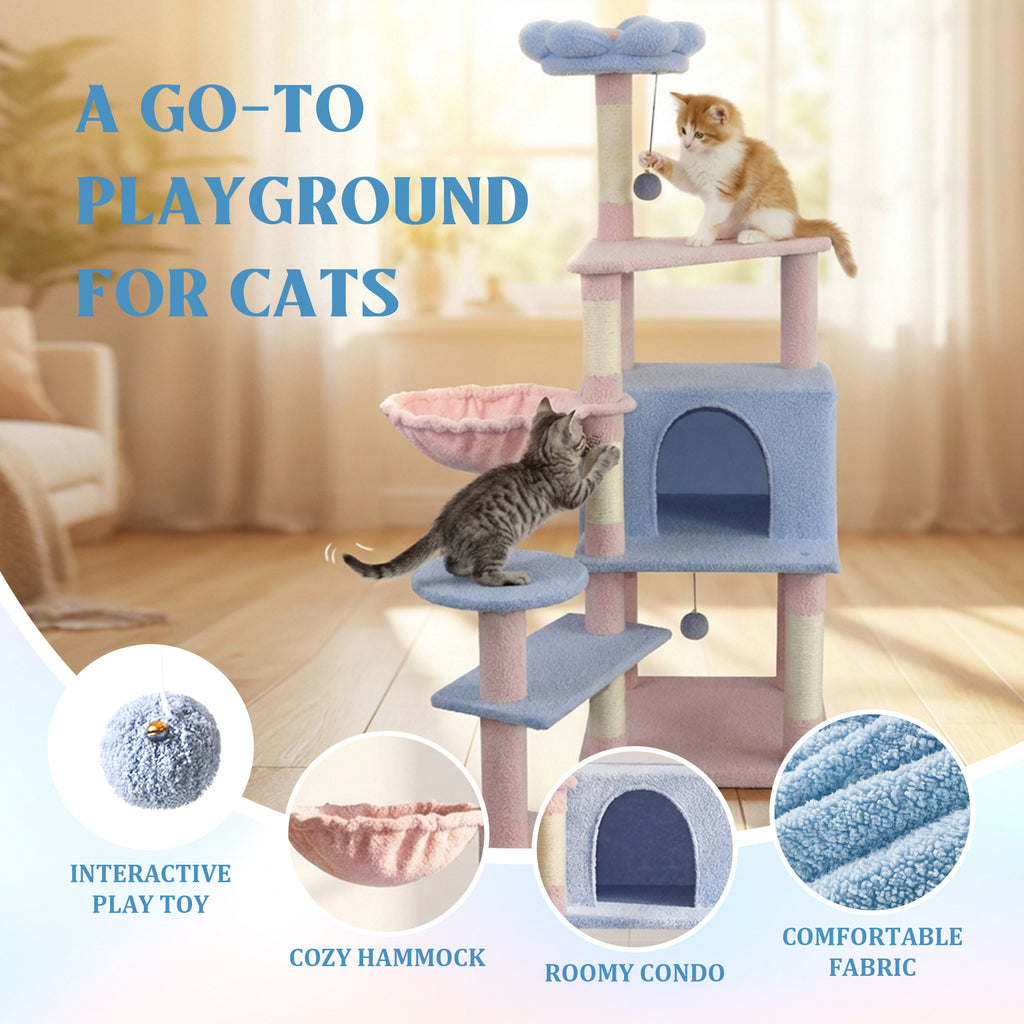 Flower Cat Tree with Large Condo and Removable Cushion – view 13