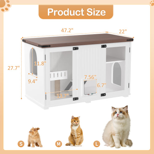 Large Cat Litter Box Enclosure with LED Light – view 9