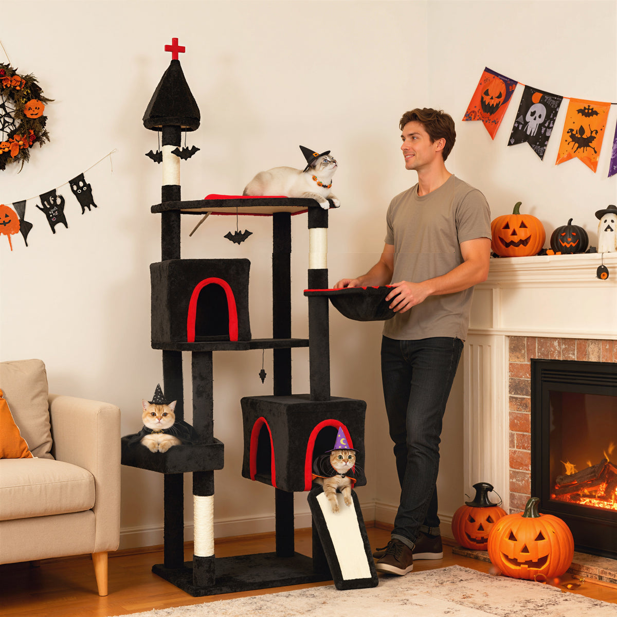 Gothic Cat Tree with Coffin Bed – view 7