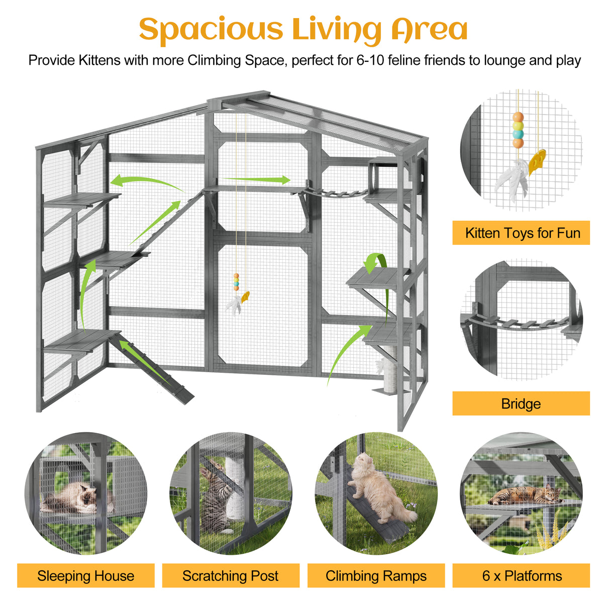 Large Outdoor Catio for Cats with Climbing Features – view 13
