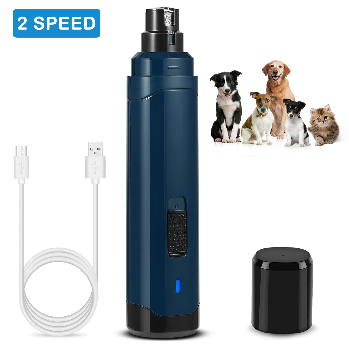 1Pc Dog Nail Grinder 2 Speeds Quiet USB Rechargeable Pet Nail Grinder Professional Pet Nail Trimmer Cordless Paws