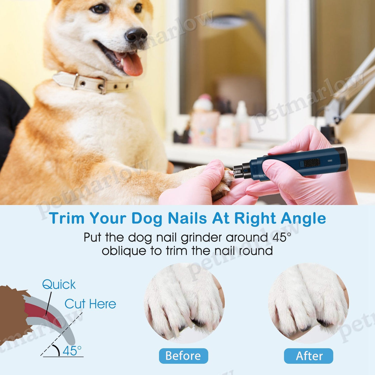 1Pc Dog Nail Grinder 2 Speeds Quiet USB Rechargeable Pet Nail Grinder Professional Pet Nail Trimmer Cordless Paws