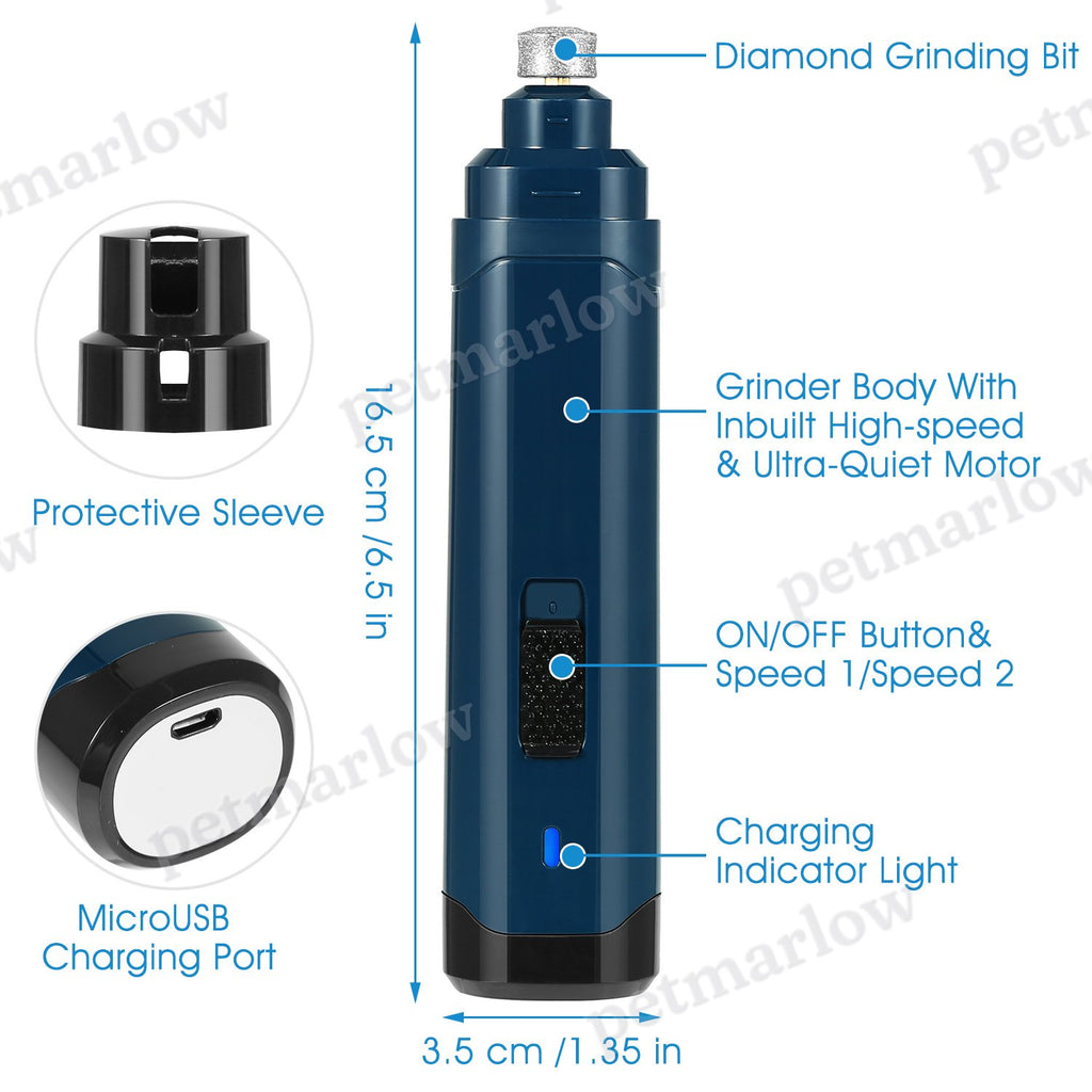 1Pc Dog Nail Grinder 2 Speeds Quiet USB Rechargeable Pet Nail Grinder Professional Pet Nail Trimmer Cordless Paws