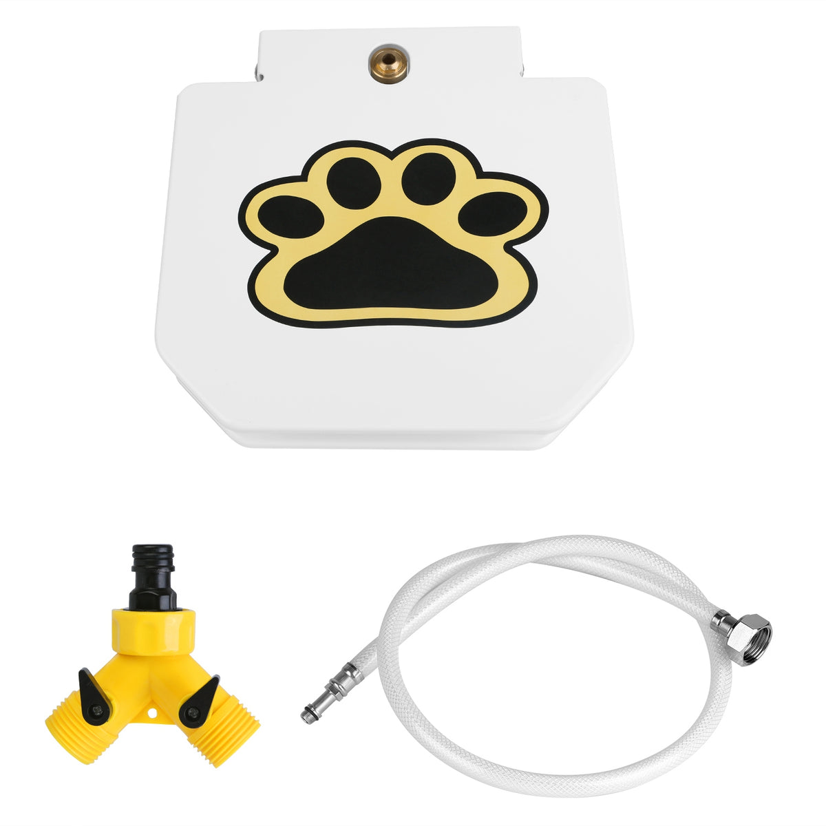 Dog Water Fountain with Step-on Pedal – White