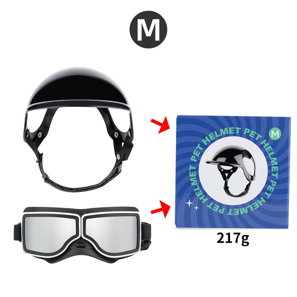 1Set Dog Goggles Medium-Large Dog Sunglasses Anti-dust Windproof Dog Goggles – Style1-with helmet and goggles