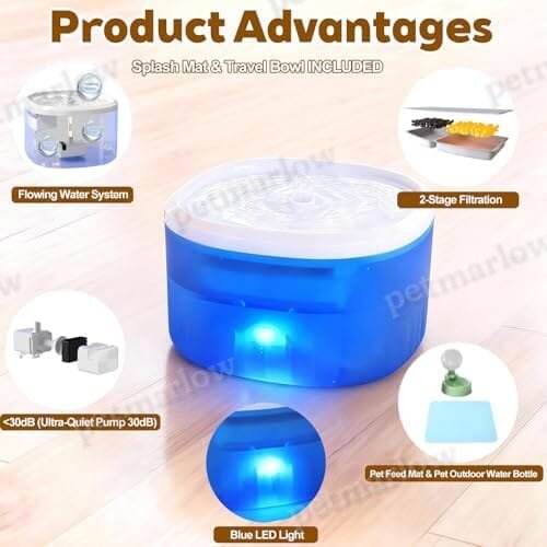 2.2L/74oz Cat Fountain – Ultra Quiet Upgraded Automatic Pet Water Dispenser with 3 Replaceable Filters – view 3