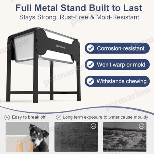 2.5 Gallon 14.2" Raised Stainless Steel Large Dog Water Bowl with Full Metal Stand for Relief Joint Pressure – view 6