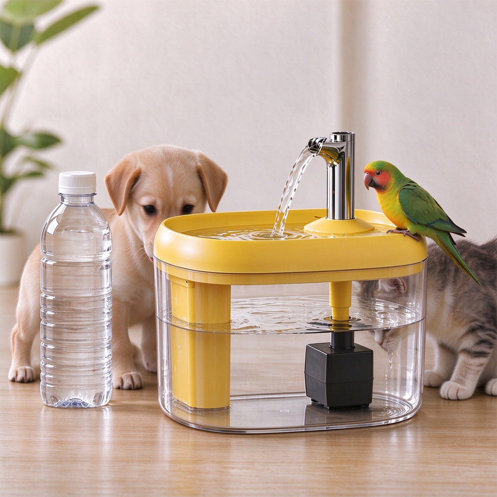 2.5L Pet Water Fountain, Automatic Circulating Cat Water Dispenser With Transparent Water Tank, Quiet Drinking Water