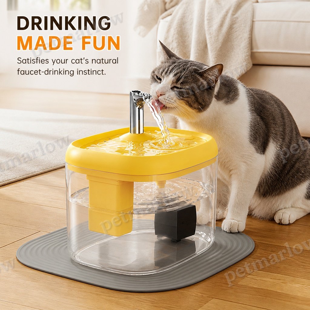 2.5L Pet Water Fountain, Automatic Circulating Cat Water Dispenser With Transparent Water Tank, Quiet Drinking Water
