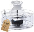 2.7L/91 oz Ultra-Quiet Pet Fountain Glass Cat Water Fountain Includes 2 Filters