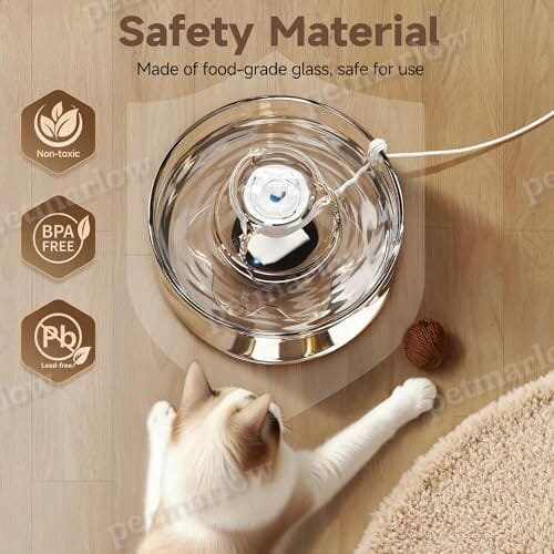 2.7L/91 oz Ultra-Quiet Pet Fountain Glass Cat Water Fountain Includes 2 Filters – view 3