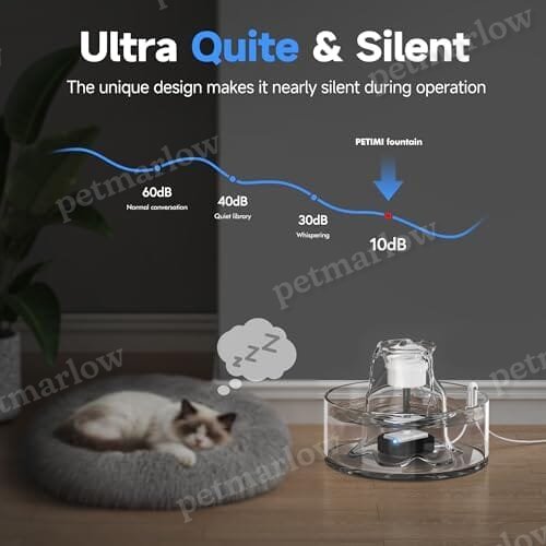 2.7L/91 oz Ultra-Quiet Pet Fountain Glass Cat Water Fountain Includes 2 Filters – view 6
