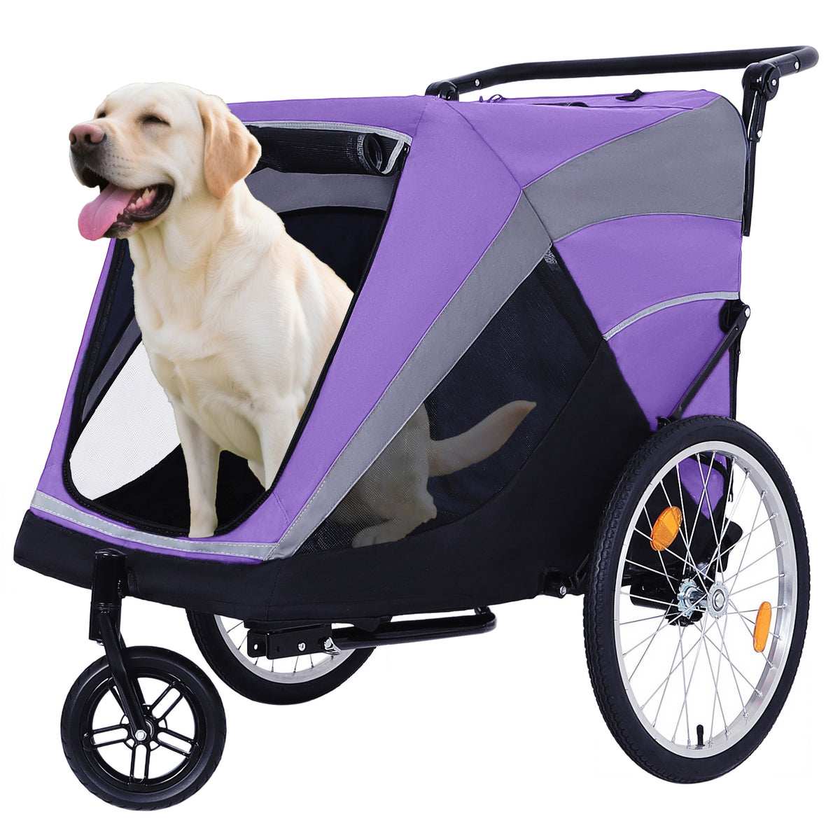 2-in-1 Bike Trailer & Push Cart for Pets with Quick Release Wheels