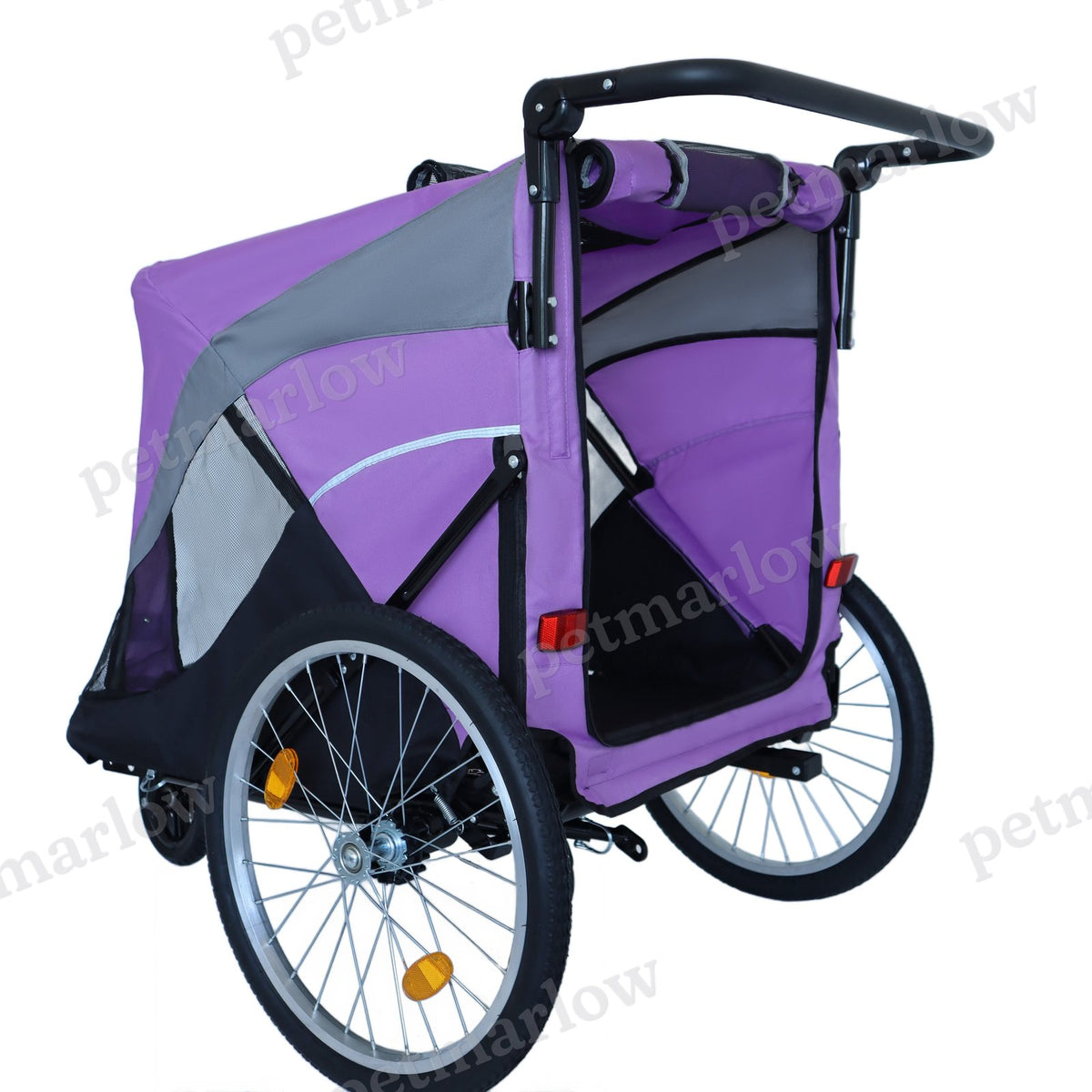 2-in-1 Bike Trailer & Push Cart for Pets with Quick Release Wheels