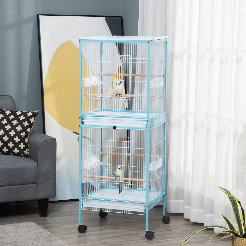 2-In-1 Bird Cage Aviary for Parakeets with Wheels