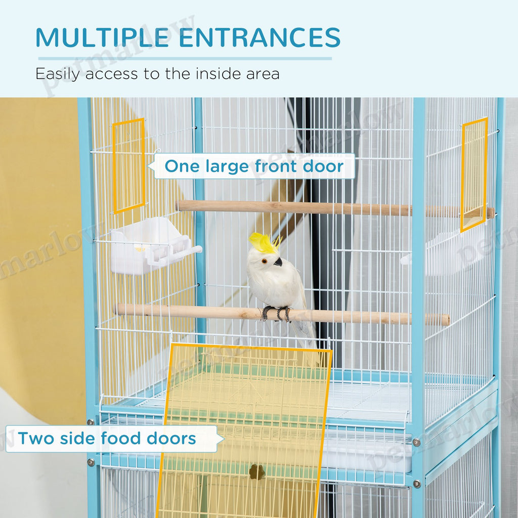 2-In-1 Bird Cage Aviary for Parakeets with Wheels – view 3