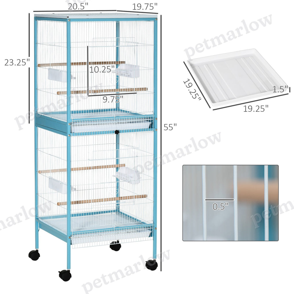 2-In-1 Bird Cage Aviary for Parakeets with Wheels – view 5