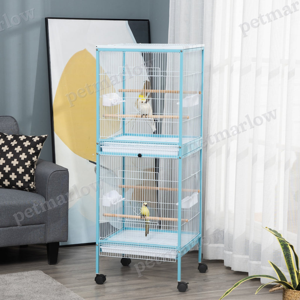 2-In-1 Bird Cage Aviary for Parakeets with Wheels – view 6