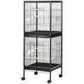 2-In-1 Bird Cage Aviary with Wheels for Parakeets and Finches – Black / 1420x610x115 mm