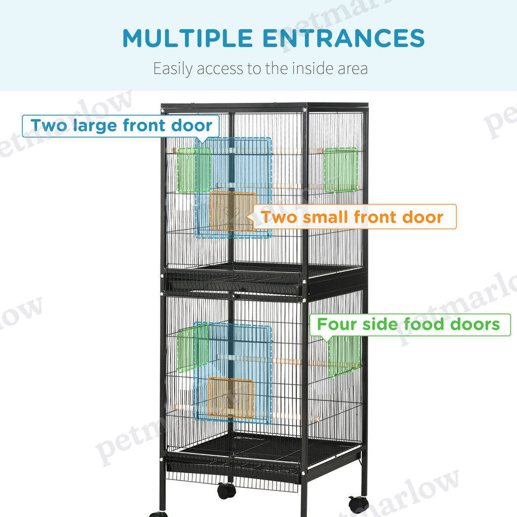 2-In-1 Bird Cage Aviary with Wheels for Parakeets and Finches – view 4