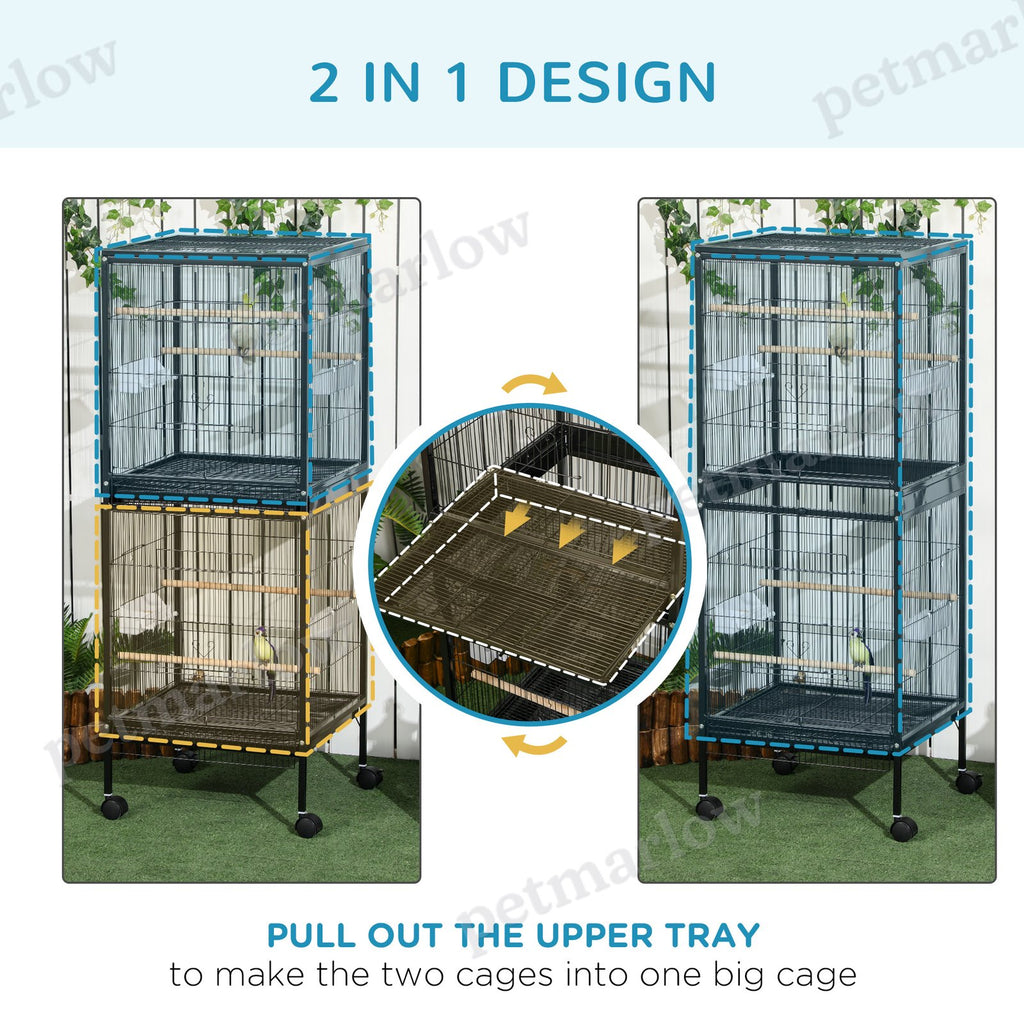 2-In-1 Bird Cage Aviary with Wheels for Parakeets and Finches – view 5