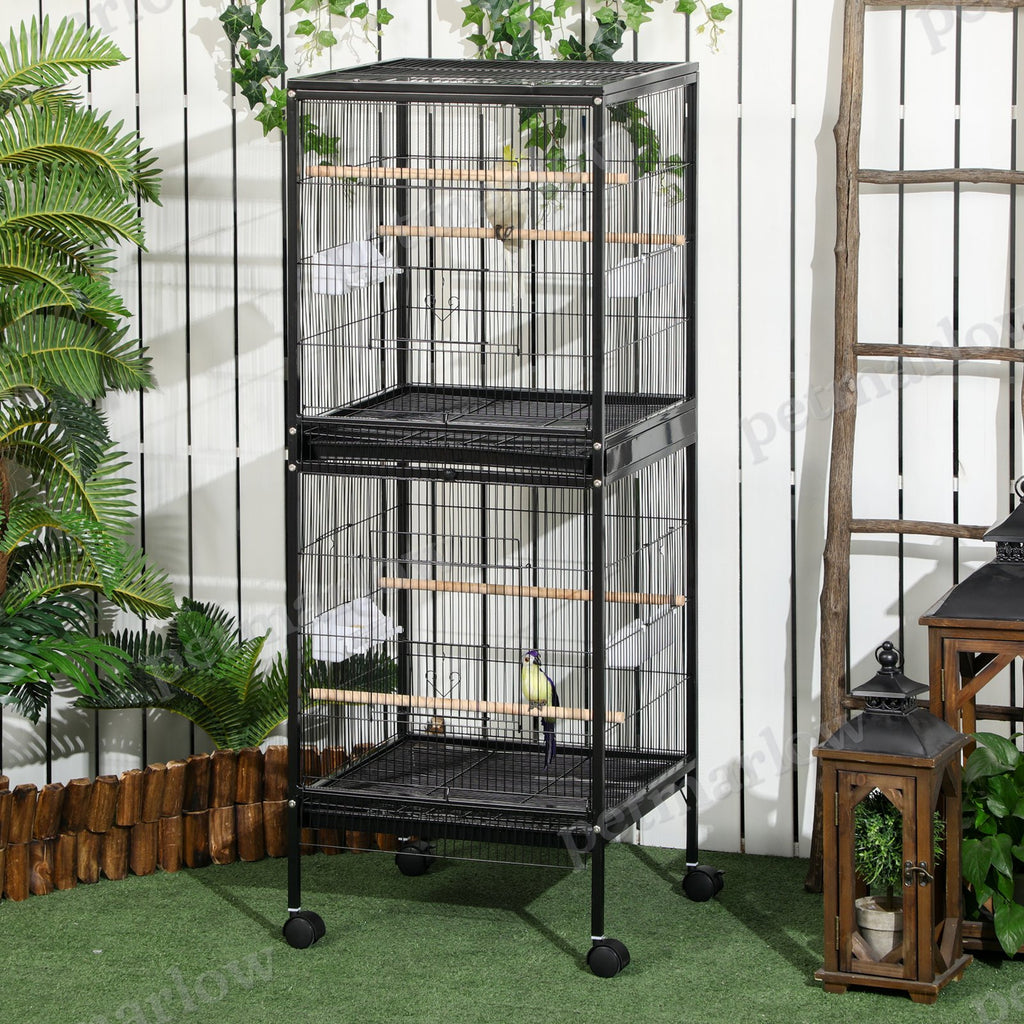 2-In-1 Bird Cage Aviary with Wheels for Parakeets and Finches – view 6