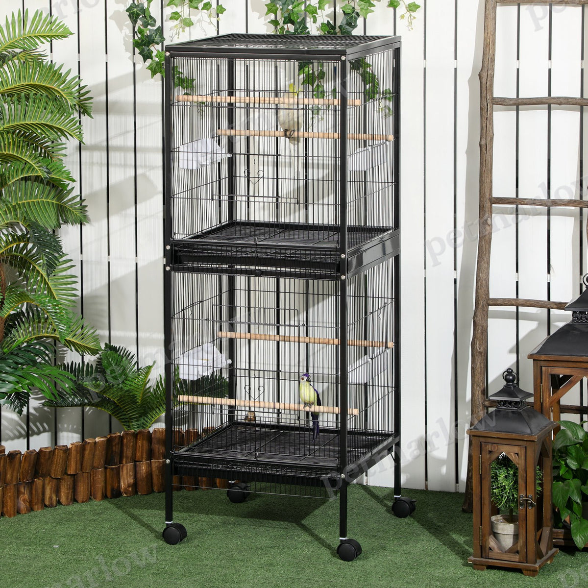 2-In-1 Bird Cage Aviary with Wheels for Parakeets and Finches – view 6