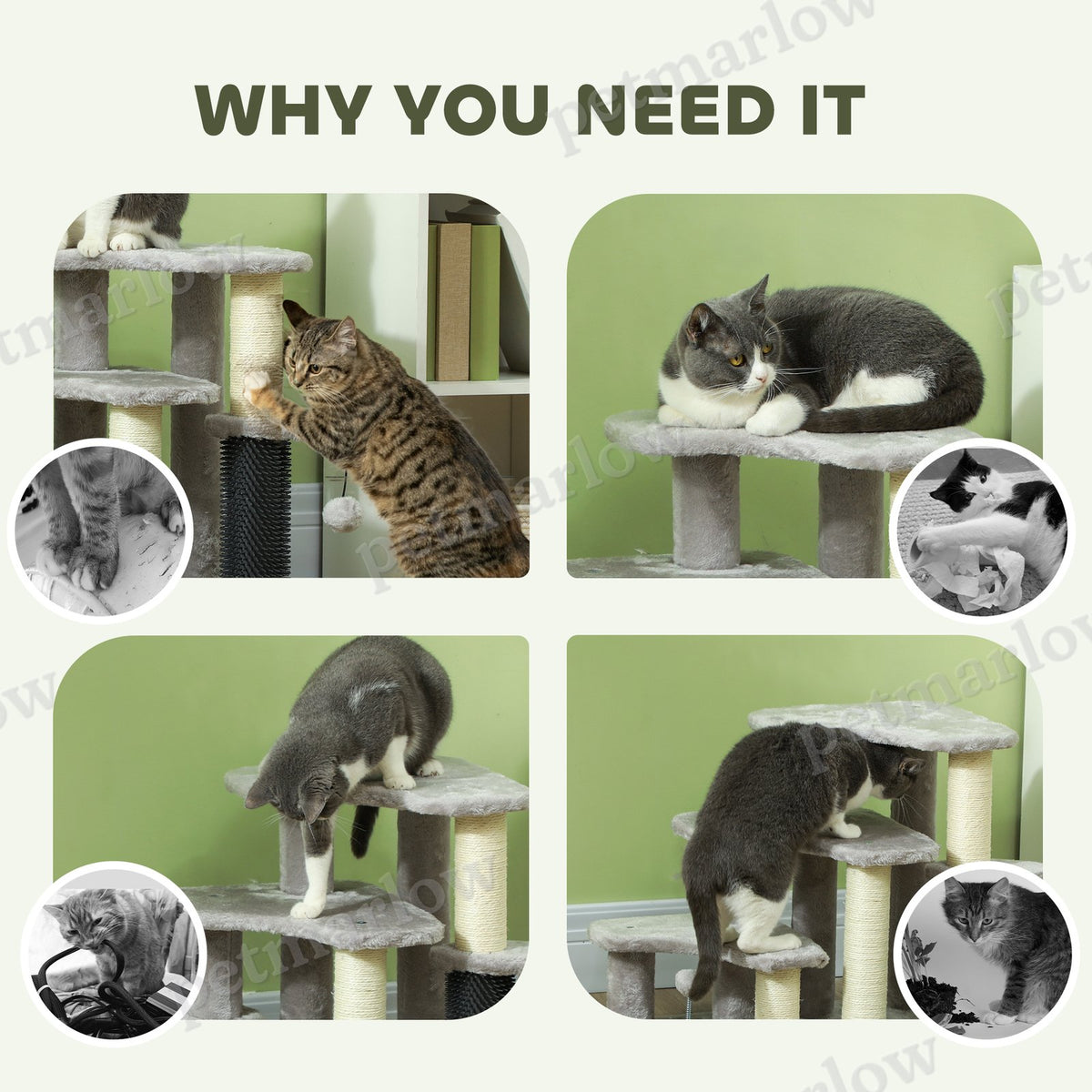 2 in 1 Cat Tree Tower and Stairs with Scratching Posts – view 6