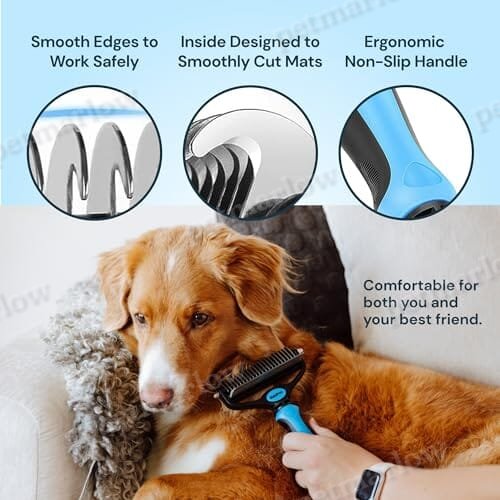 2 in 1 Deshedding Tool and Undercoat Rake for Long and Short Haired Dogs with Double Coat – view 5