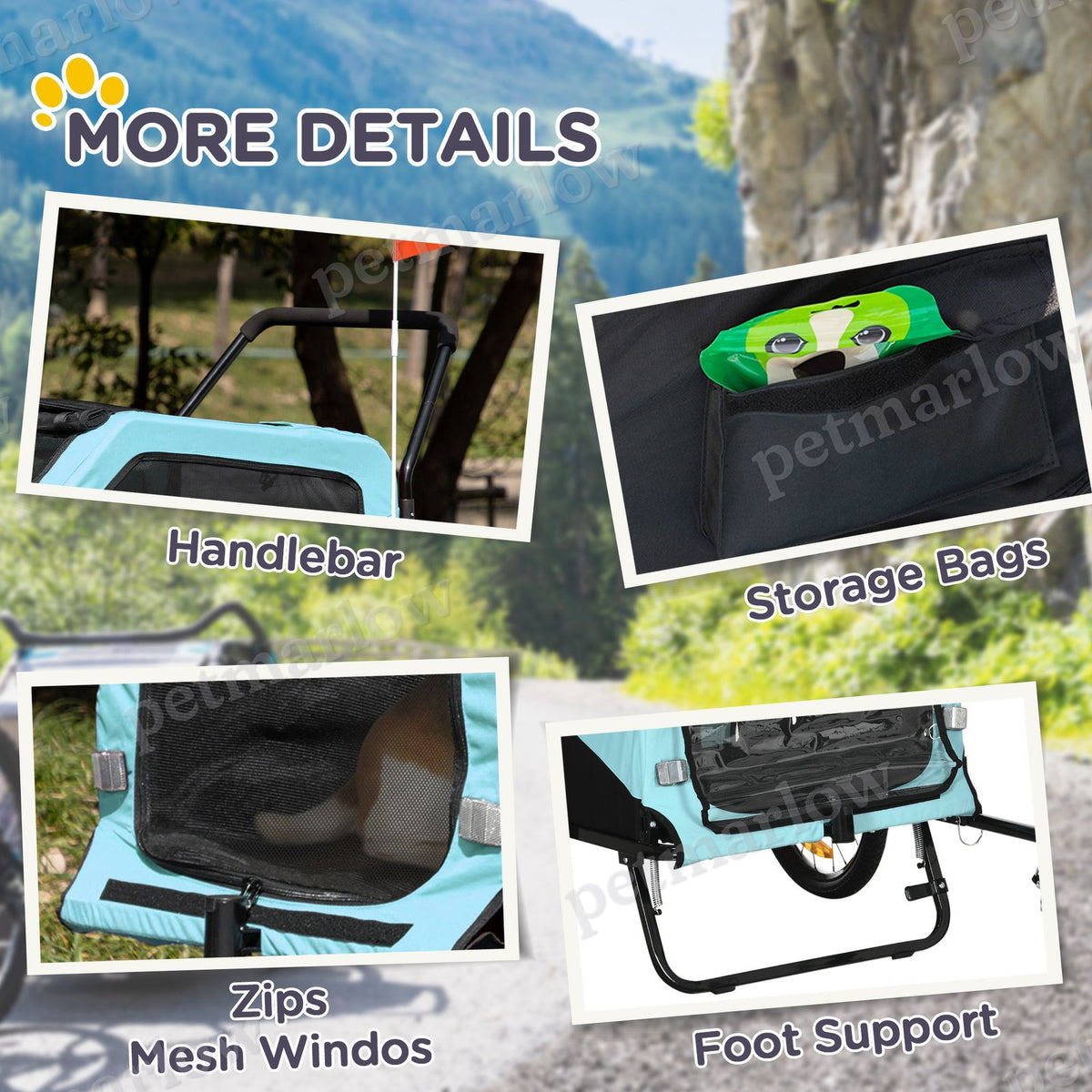 2-in-1 Dog Bike Trailer and Stroller Carrier for Large Dogs