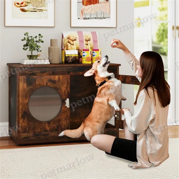 2-in-1 Dog Crate End Table - Rustic Brown – view 4