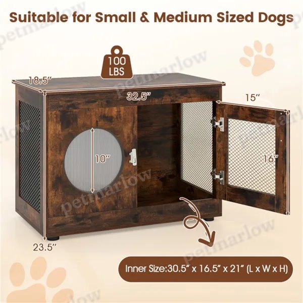 2-in-1 Dog Crate End Table - Rustic Brown – view 6