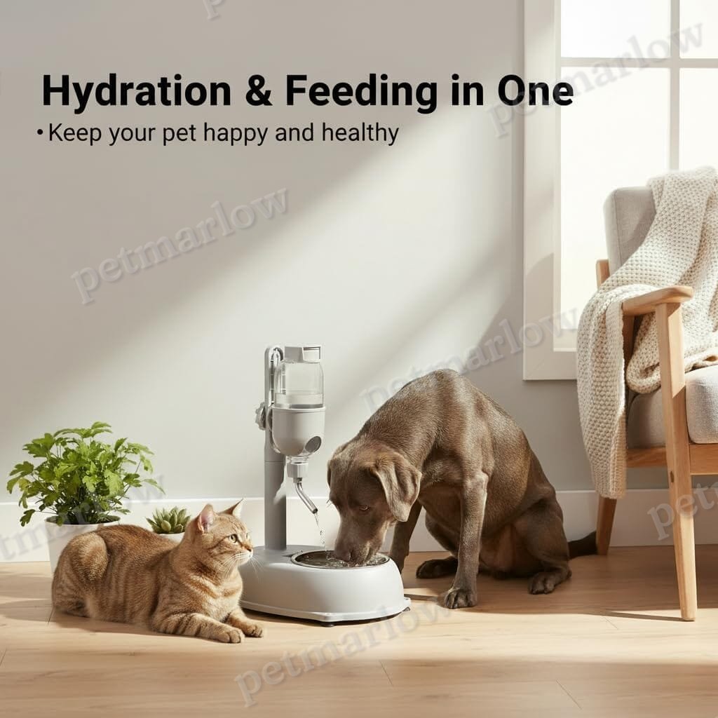 2-in-1 Large Dog Water Bowl Dispenser – Adjustable Stand – view 4