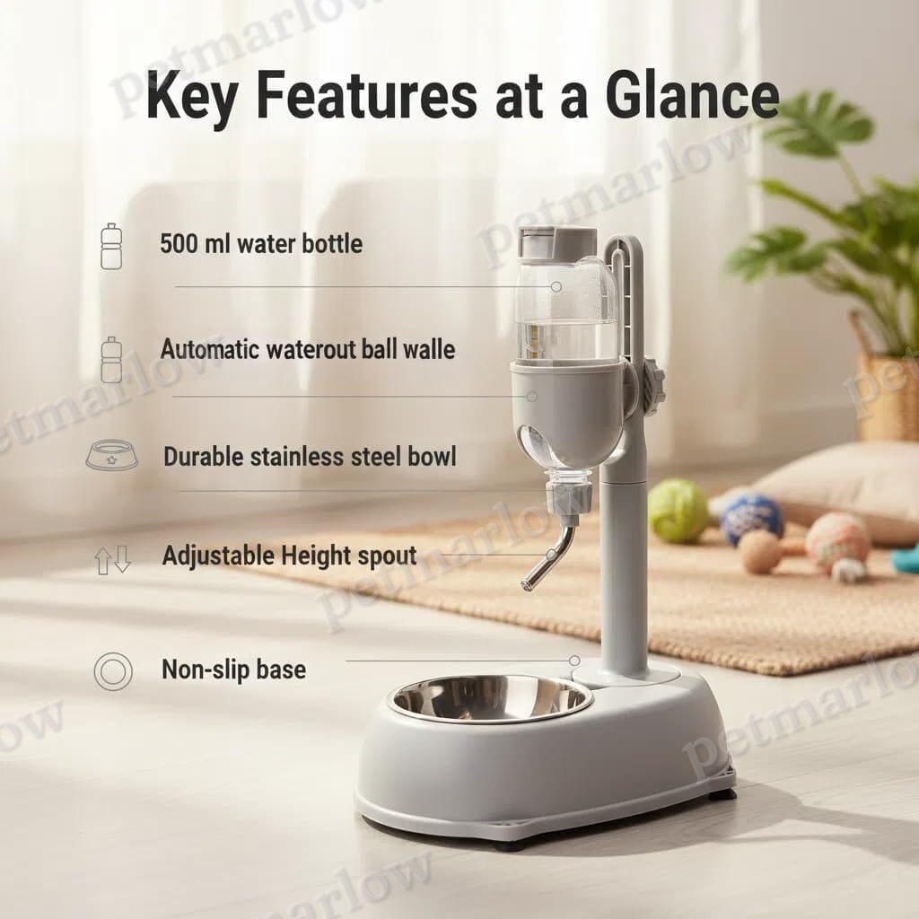 2-in-1 Large Dog Water Bowl Dispenser – Adjustable Stand – view 5