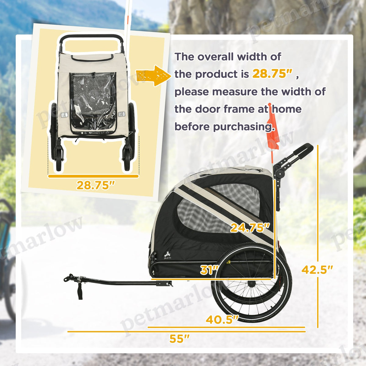 2-in-1 Pet Bike Trailer for Small Dogs – view 6