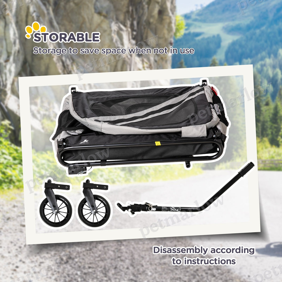 2-in-1 Pet Bike Trailer for Small Medium Dogs – view 6