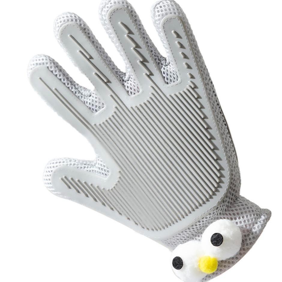 2-in-1 Pet Grooming Gloves for Effortless Grooming – Gray