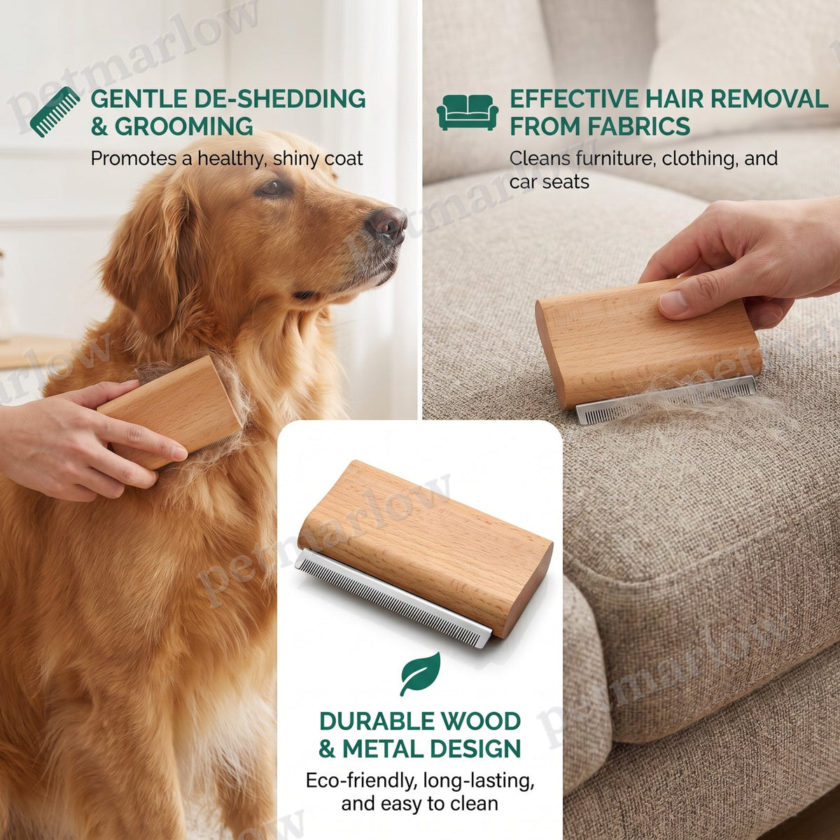 2-in-1 Pet Grooming & Hair Removal Comb for Fur, Furniture & Fabrics – view 4