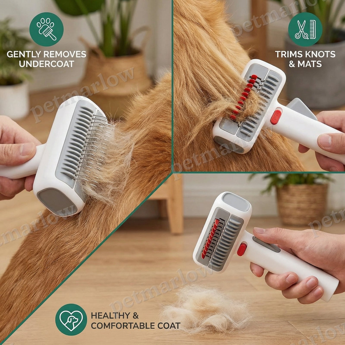 2-in-1 Pet Grooming & Trimming Brush – Dematting & Undercoat Comb for Long & Short Hair – view 3