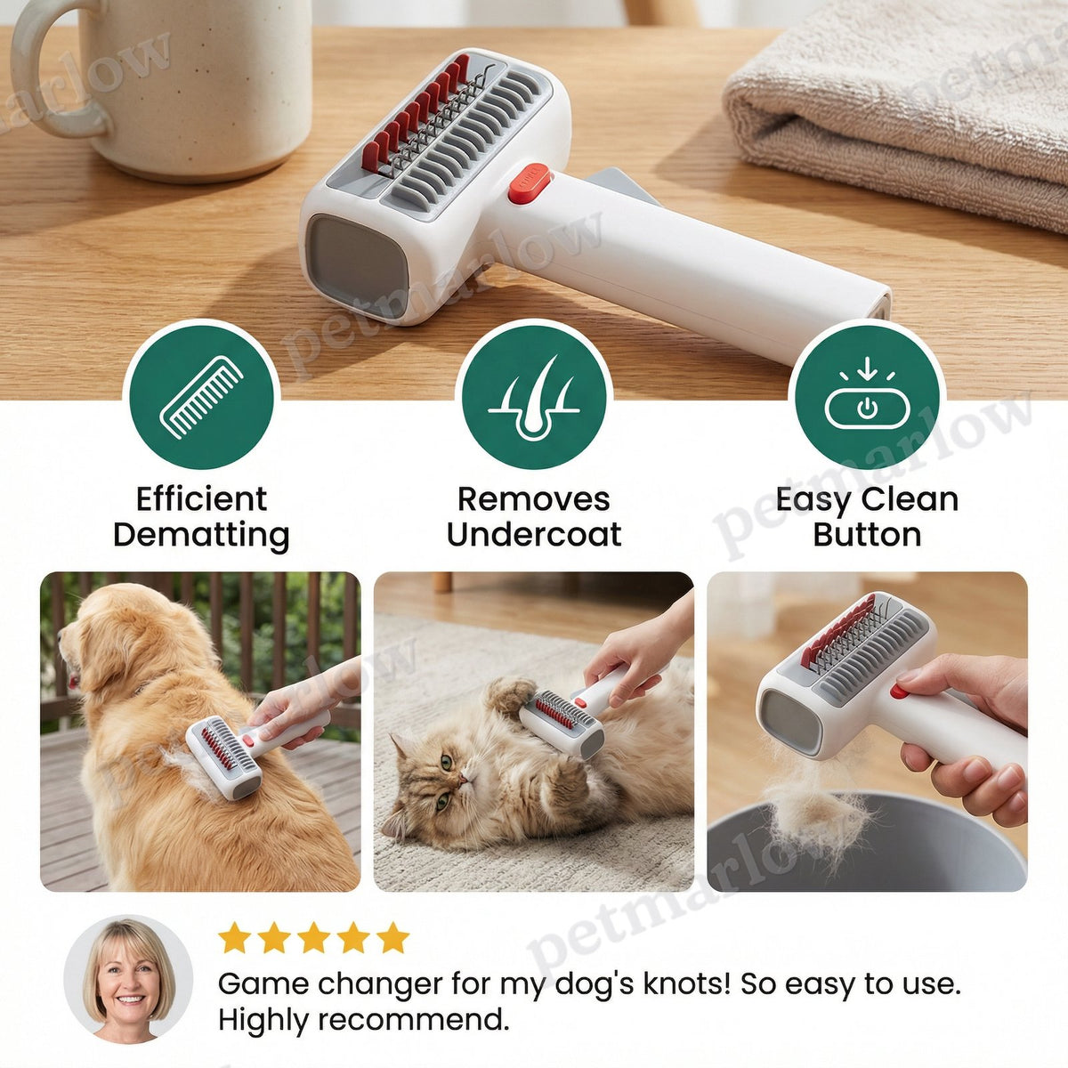 2-in-1 Pet Grooming & Trimming Brush – Dematting & Undercoat Comb for Long & Short Hair – view 4