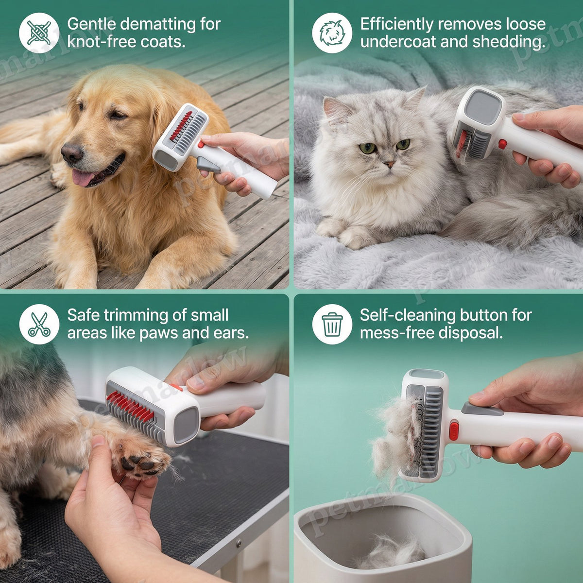 2-in-1 Pet Grooming & Trimming Brush – Dematting & Undercoat Comb for Long & Short Hair – view 5