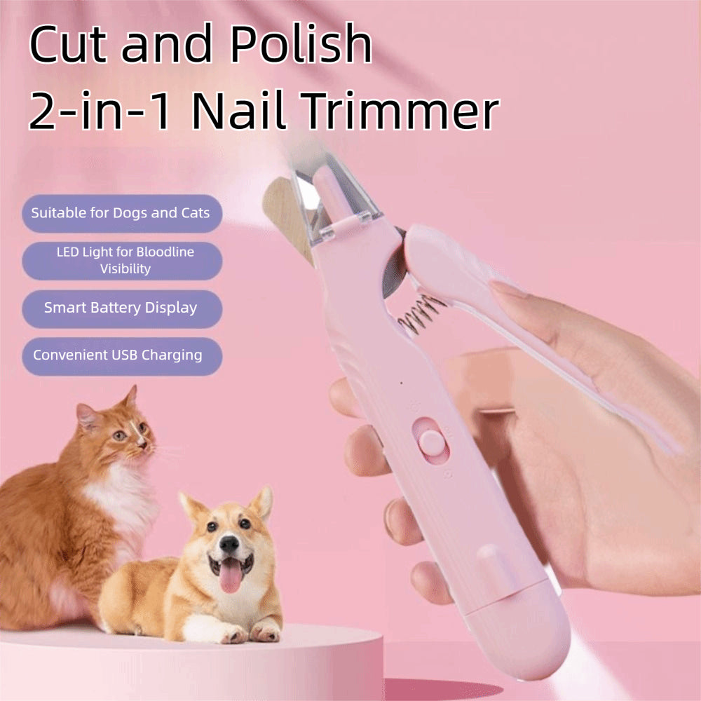 2 In 1 Pet Nail Clippers With LED Light for Dogs and Cats