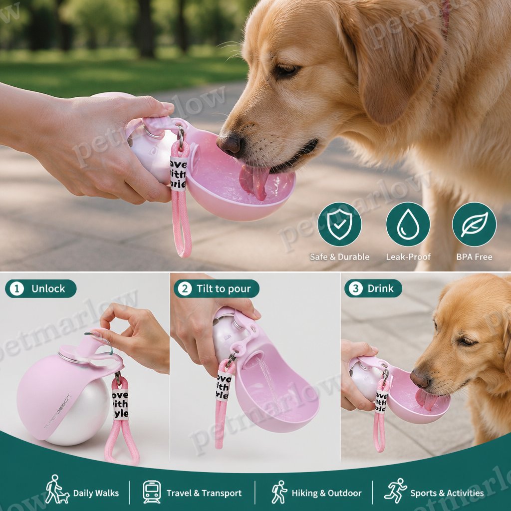2-in-1 Travel Water Bottle for Dogs – Leak-Proof Stainless Steel Bottle with Silicone Bowl – view 3